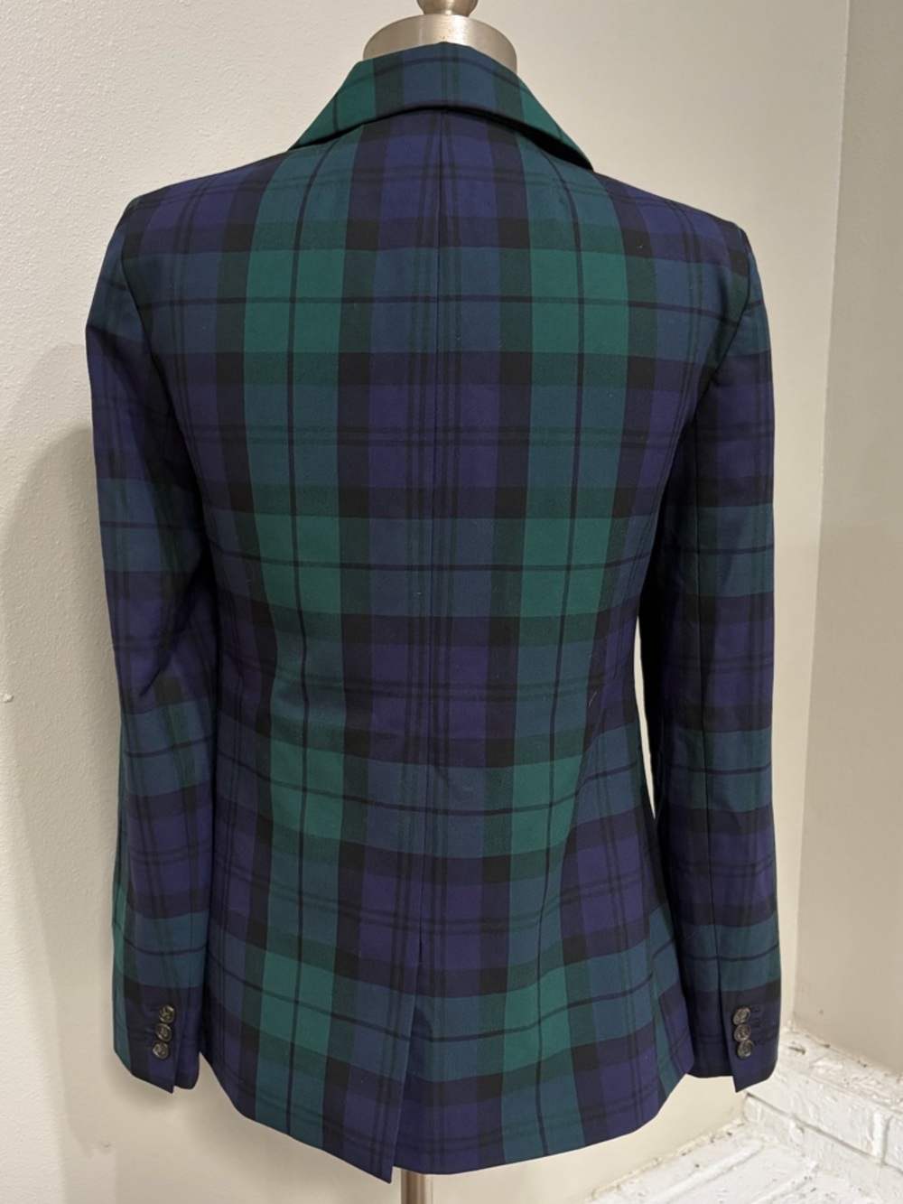 J Crew Plaid Single-Button Blazer in Green & Navy - Picture 3 of 5